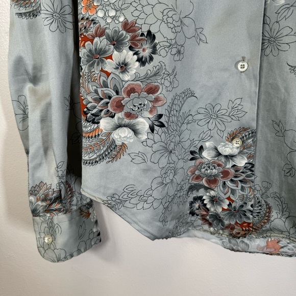 Vintage blouse floral paisley button-down shirt tie neck small Stuart Lang - Picture 3 of 12
